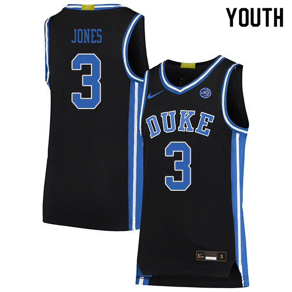 2020 Youth #3 Tre Jones Duke Blue Devils College Basketball Jerseys Sale-Black